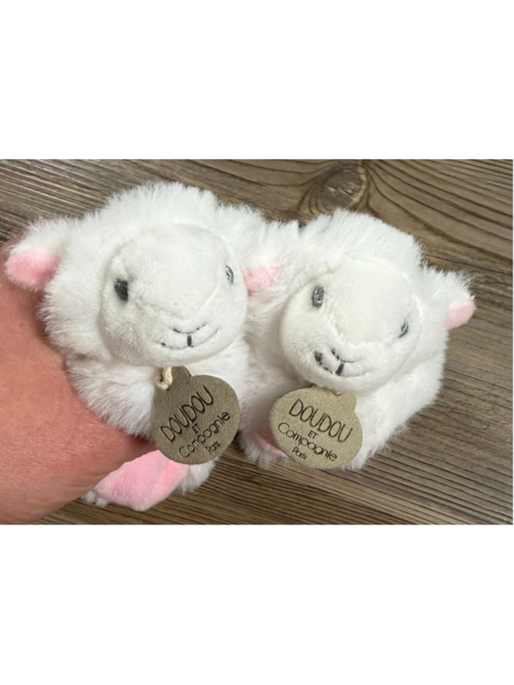 Baby Doudou et Compagnie Lamb Slippers White Pink